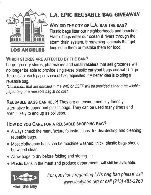 Reusable Bag Giveaway Flyer